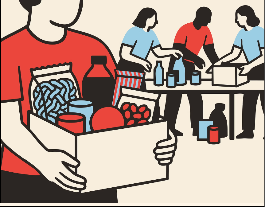 Community partners organizing supplies